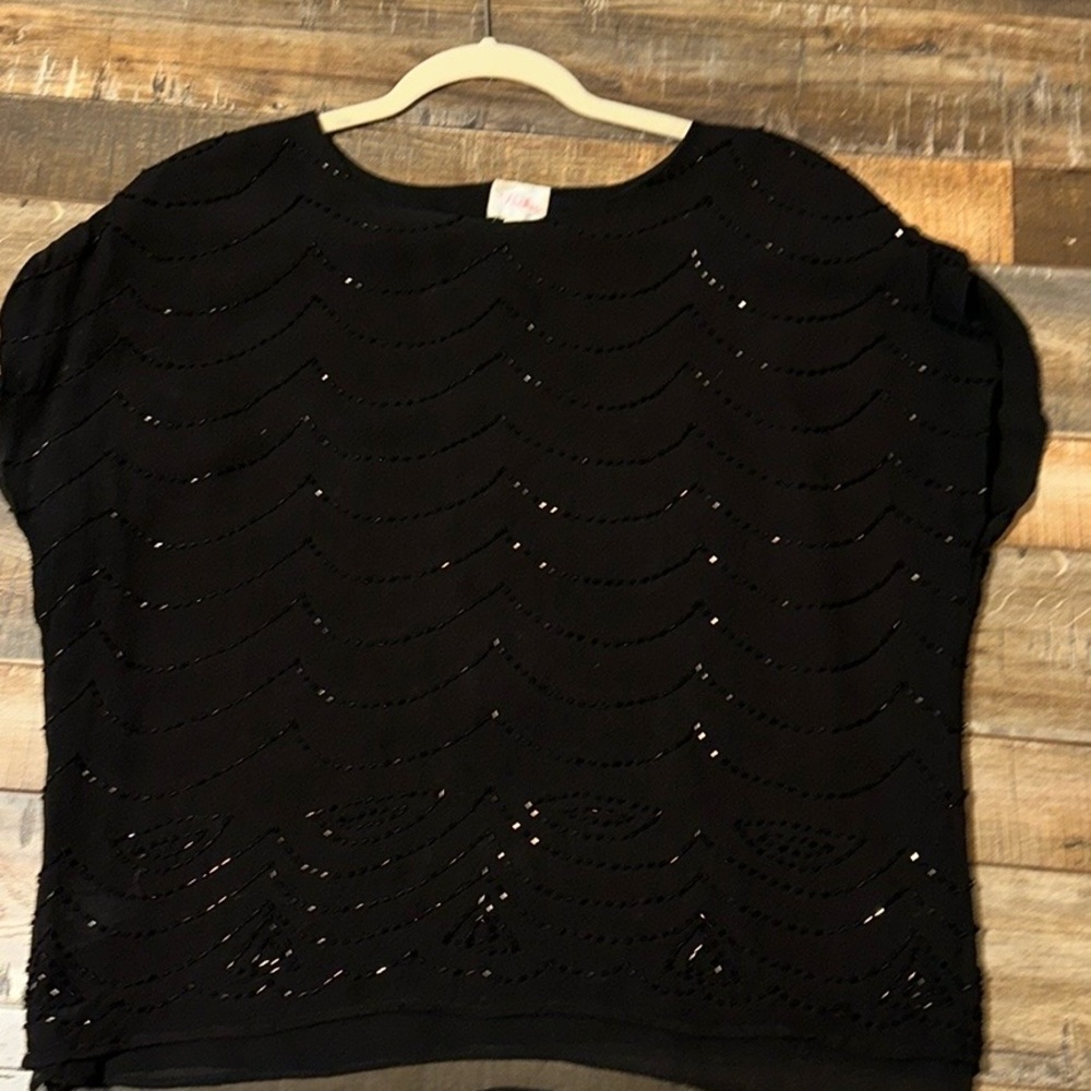Parker Black Silk Beaded Top - Great Condition - Picture 7 of 8